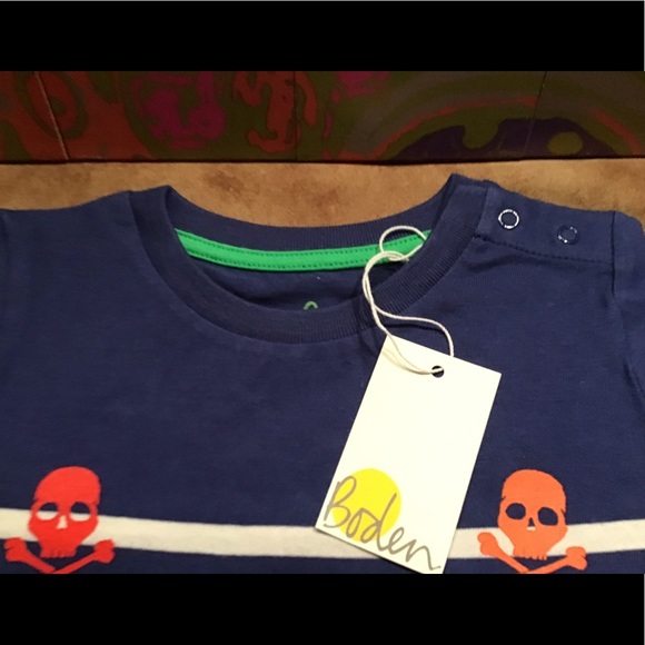 BODEN NWT AUTHENTIC BRETON STRIPES NAVY/WHITE 100% COTTON SKULL DESIGN TSHIRT - Picture 5 of 10